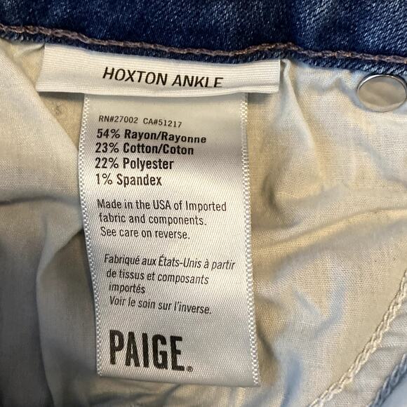 PAIGE Hoxton Ankle Ultra Skinny Jeans Hise Rise Cropped Medium Wash Tristan 24" - Picture 4 of 6